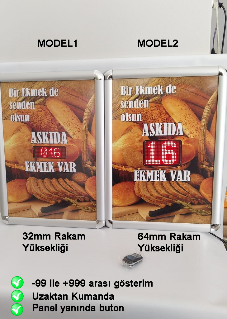 Askıda Ekmek Led Sayıcı - MODEL2 (uzaktan Kumandalı) - Görsel 3
