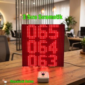 SRM21 - 3 Satır Dijital Sıramatik / Numaratör –  (Kablosuz Tak-çalıştır)